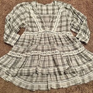 Free People Gray Plaid Tunic